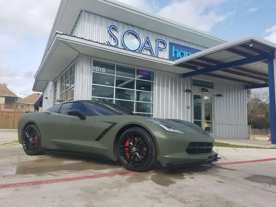 SOAP Hand Car Wash storefront with the blue SOAP sign